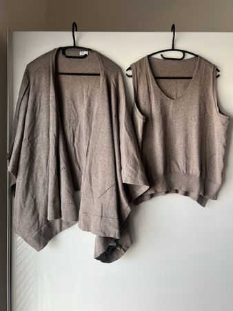 Swiss Frilo Wolle Set, Top und Cardigan, Grösse XL 44 46