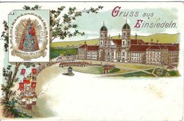 EINSIEDELN (Gruss aus...), alt und "gold"verziert !
