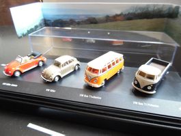 Schuco Oldimer 4er Set VW Bus+Käfer Modelle in Vitrine Box
