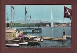GENEVE - Embarcadère et Jet d'eau - 1911