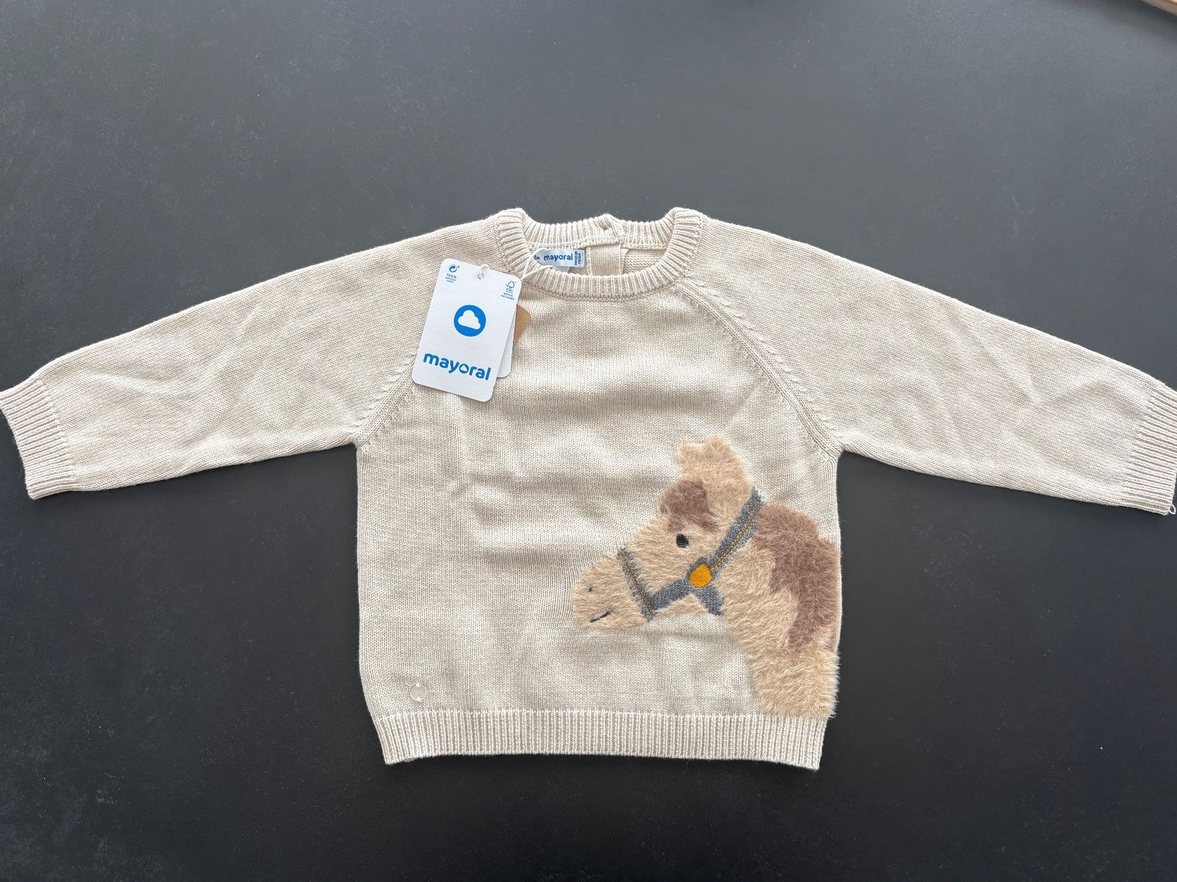 Mayoral Pullover & Sweatshirts: Pullover Mayoral beige mit Pferd  Grösse 86 18M – Neu und originalverpackt aus Wohlen AG von kissne4