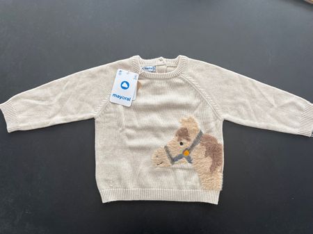 Pullover Mayoral beige mit Pferd  Grösse 86 18M