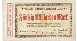 Mayen 50 Mrd.Mark SN rot+Prägestempel  06.11.1923 VZ-VZ+