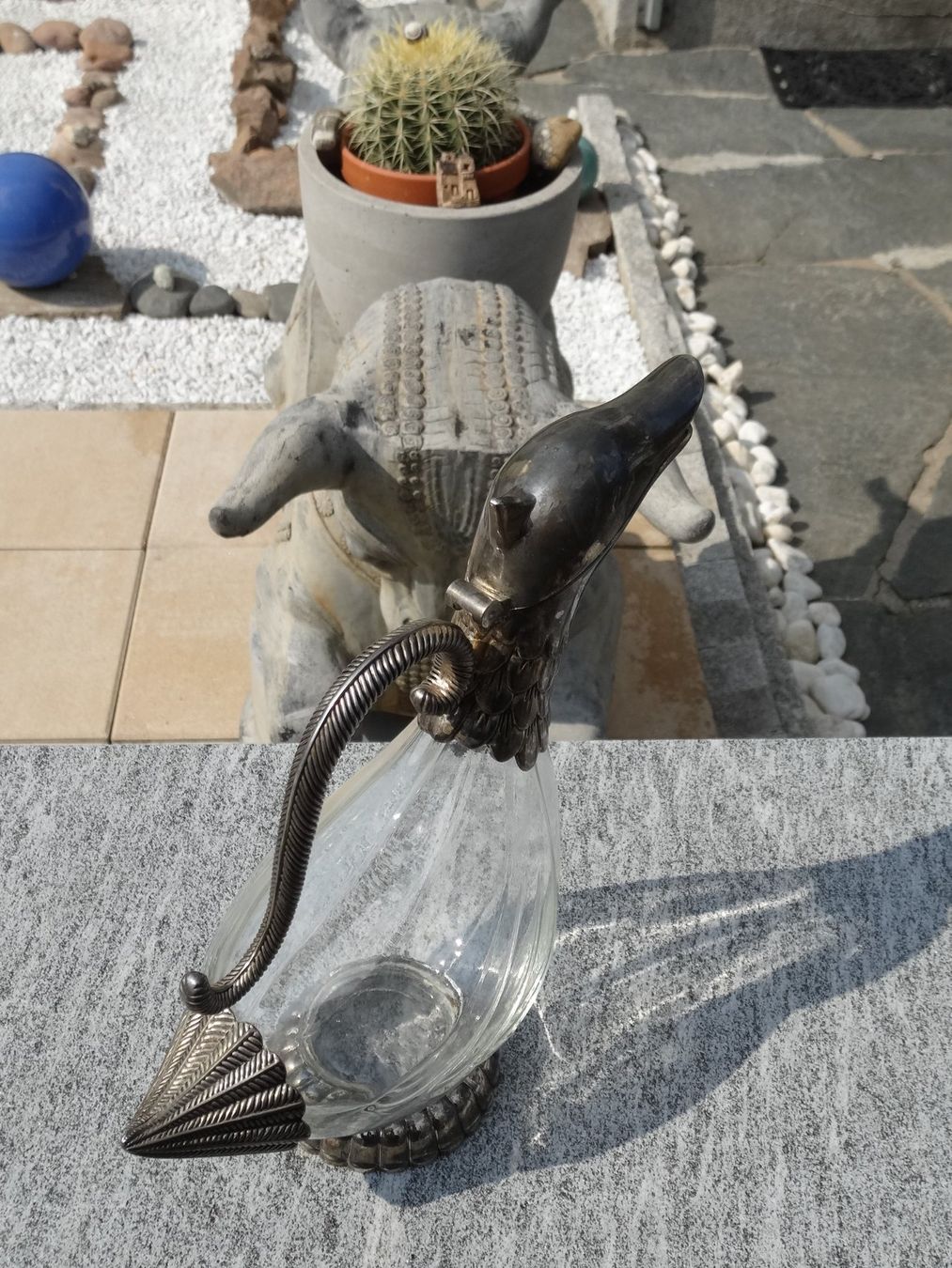 Karaffen: Aus der Glasvitrine: Silber-Glas-Ente-Weinkaraffe – Gebraucht aus Allschwil von Boutique_16b 5