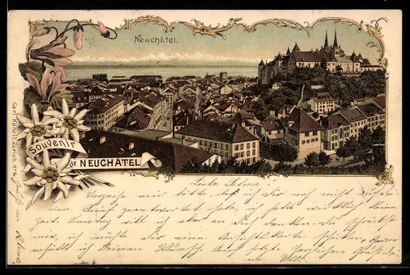 Cartes postales: Litho Neuchâtel, Vue générale de la v – D'occasion à Berlin par bartko-reher