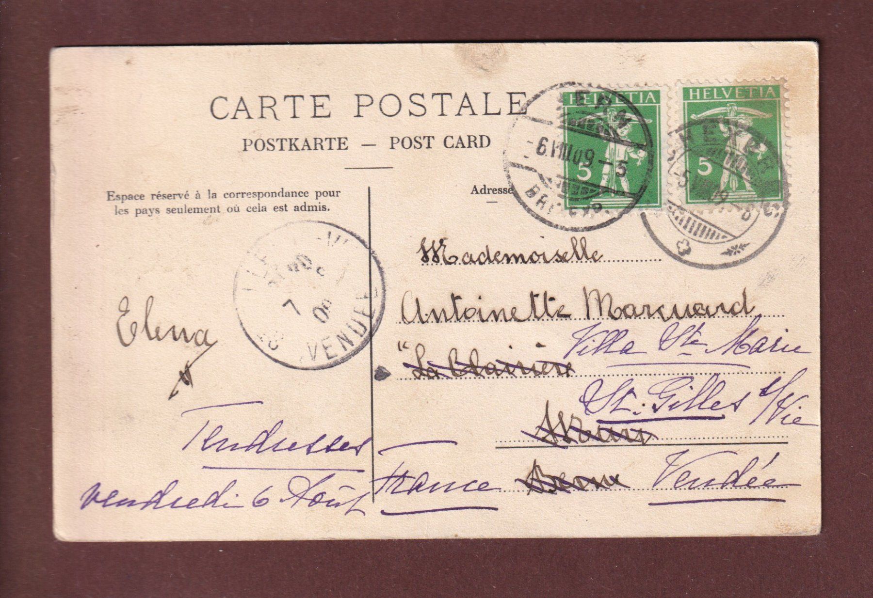 Cartoline postali: LAUSANNE - Au signal - 1909 – Usato da Pully venduto da nicecards 1