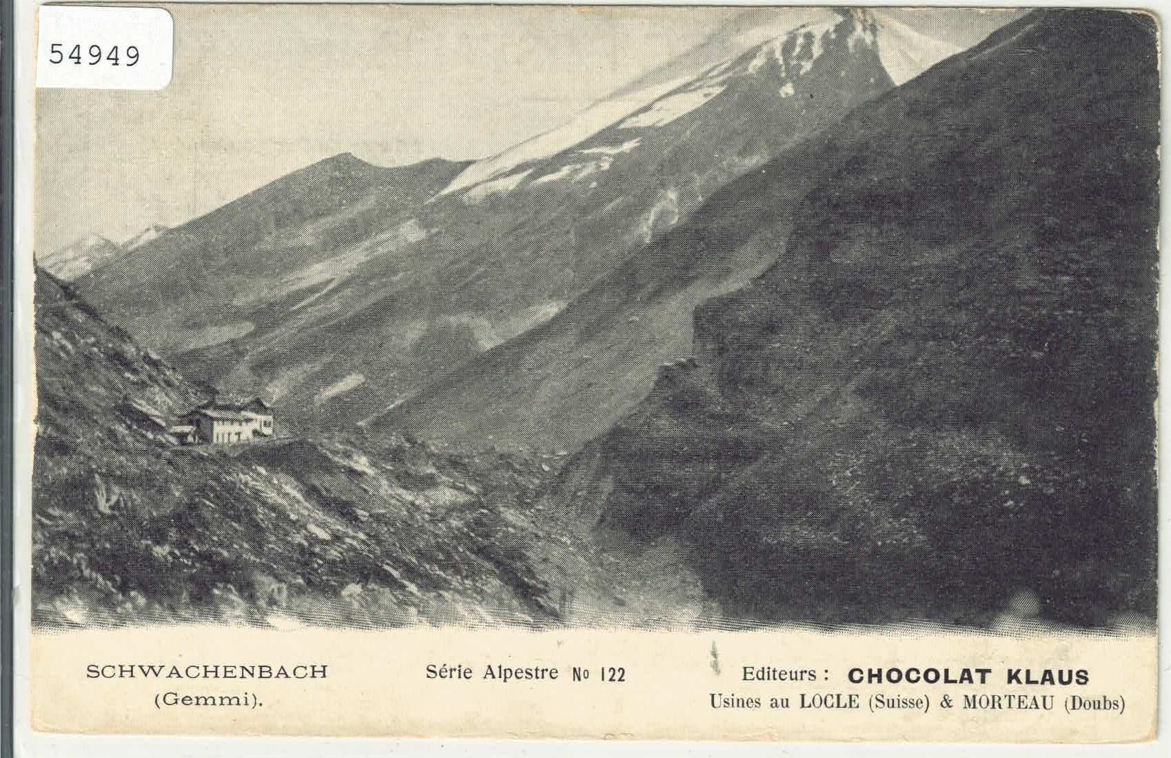 Cartoline postali: Chocolat Klaus - Schwarenbach Gemmi – Usato da Ettingen venduto da Kartenplanet
