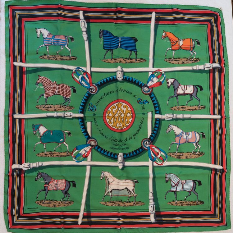 Châle Soie Cachemire Hermès 140 Violet Neuf Sans étiquette - Motif Cheval, Multicolore