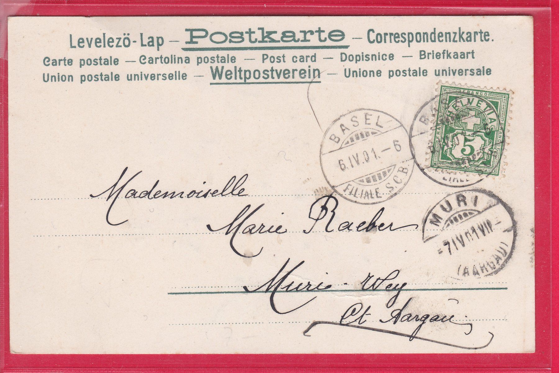 Ansichtskarten: FRÖHLICHE OSTERN, 6.4.1901 – Gebraucht aus Oberrieden von Gebirgsstelze 1