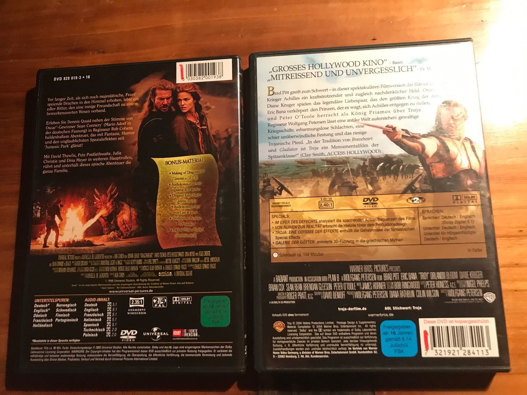 Tutti i DVDs: Dragon Heart, Troja – Usato da Schliern b. Köniz venduto da Corinu59 1