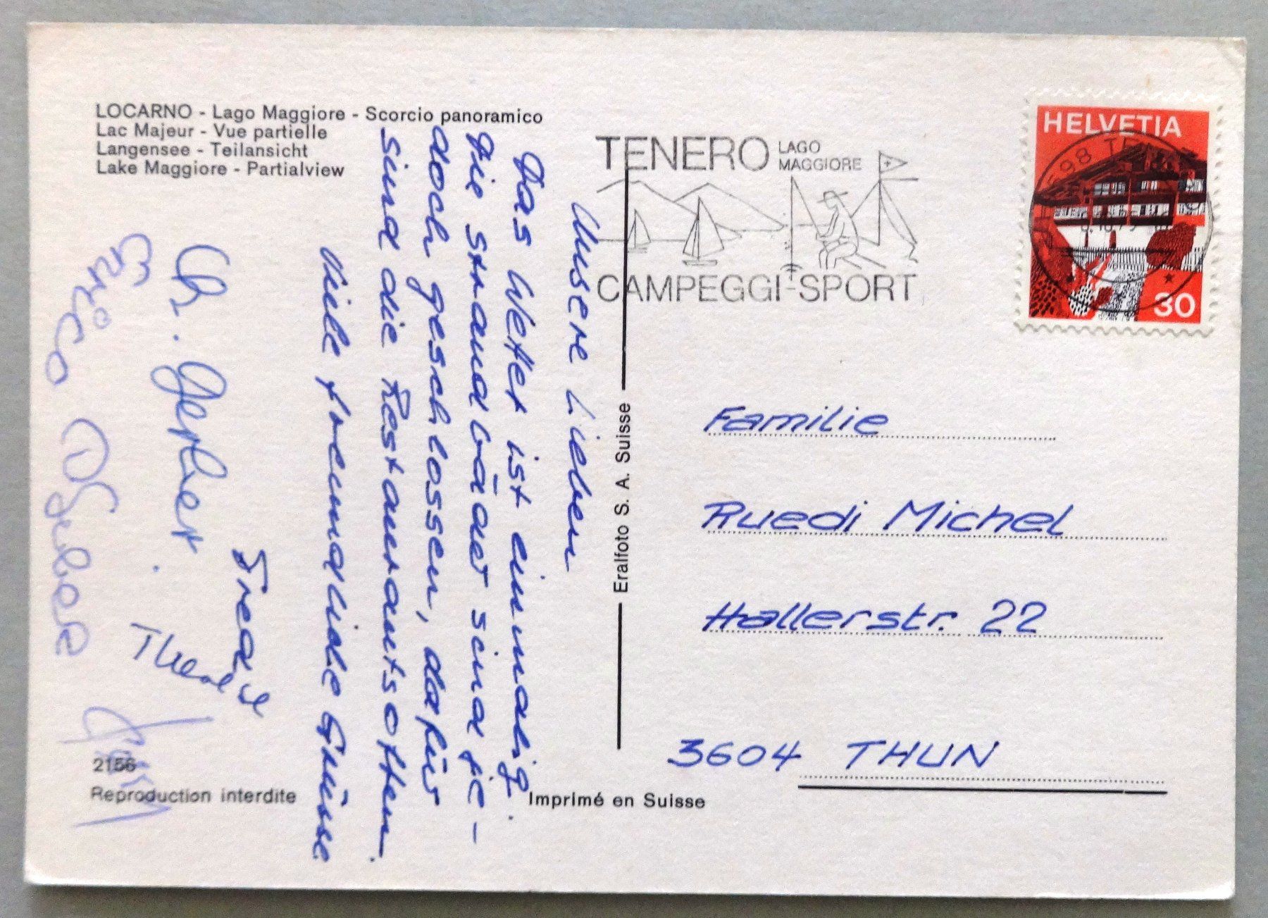 Cartoline postali: Locarno - Lago Maggiore – Usato da Fétigny venduto da Billy2miny 1