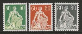 1940 : Helvetia Nr. 113y, 140y + 141y, postfrisch **