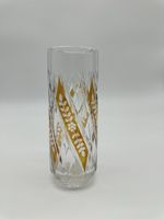 Vintage Clear Glass Vase with Amber Gold Floral Design Decor