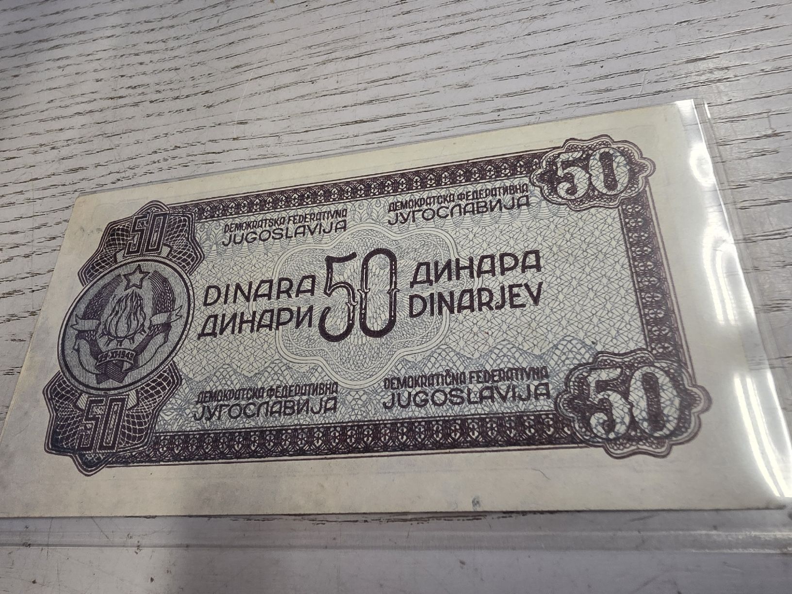Banconote: 50 Dinara Jugoslawien Banknote  – Nuovo e nell'imballaggio originale da Herisau venduto da Antiques.AR 1