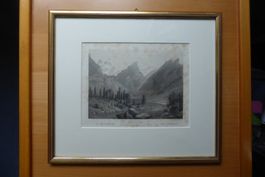 Antiker Stich Rüdisühli - Seealpsee im Goldrahmen 28 x 32 cm