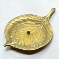 Vide-poche / bougeoir en bronze massif en forme de feuille
