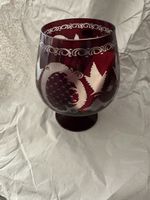 Elegante calice Egermann rosso rubino,decoro esclusivo,nuovo