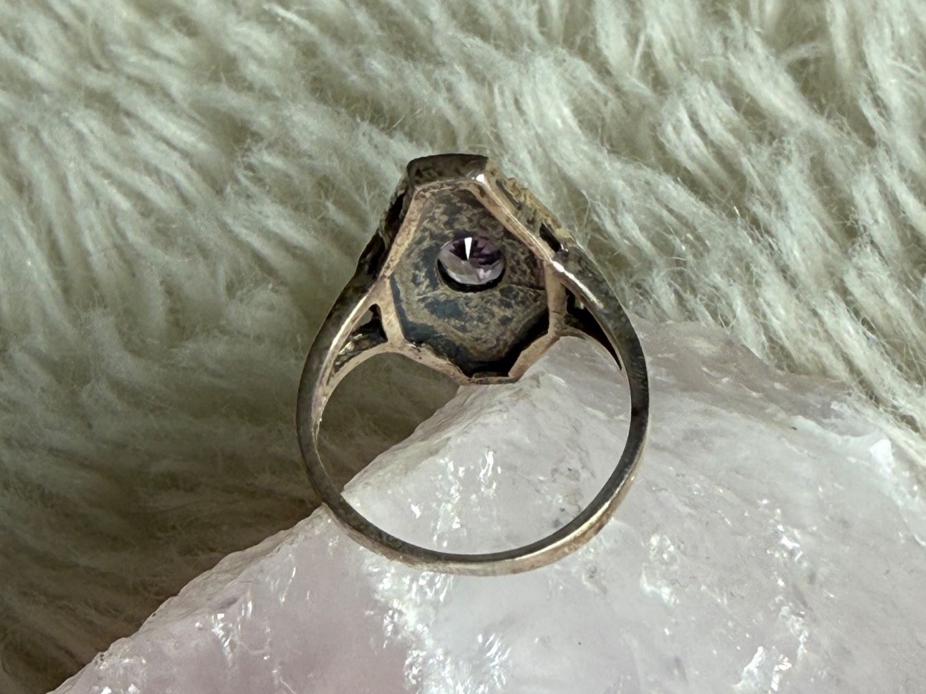 Anelli: Vintage Silberring 925 mit lila Stein – Usato da Istighofen venduto da Ringparadies 2