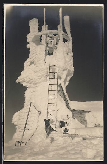 Cartoline postali: Foto-AK Säntis, Verschneiter Turm mit H – Usato da Berlin venduto da bartko-reher