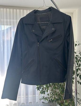Veste en cuir bleue marine taille 42 FR