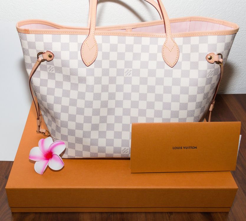 Louis Vuitton Neverfull Rose Ballerine Damier Azur