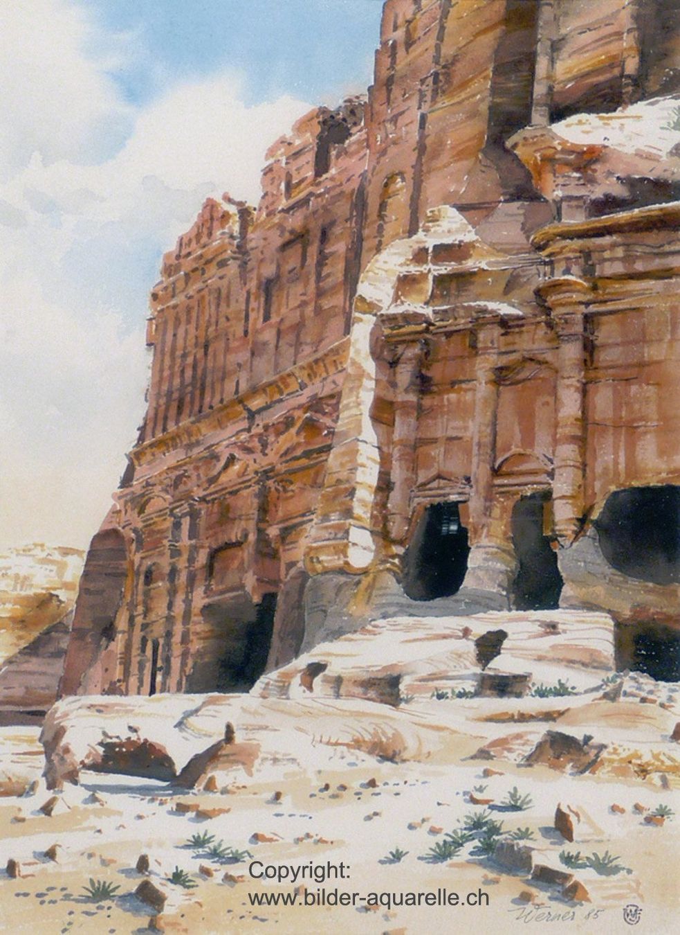 Dipinti: Aquarell "Palastgrab in Petra" – Nuovo (secondo la descrizione) da Aeugst am Albis venduto da wefro 1