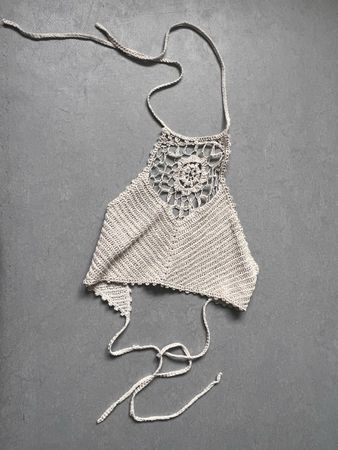 Gehäkeltes Top, Beige, ideal für den Sommer, Grösse S