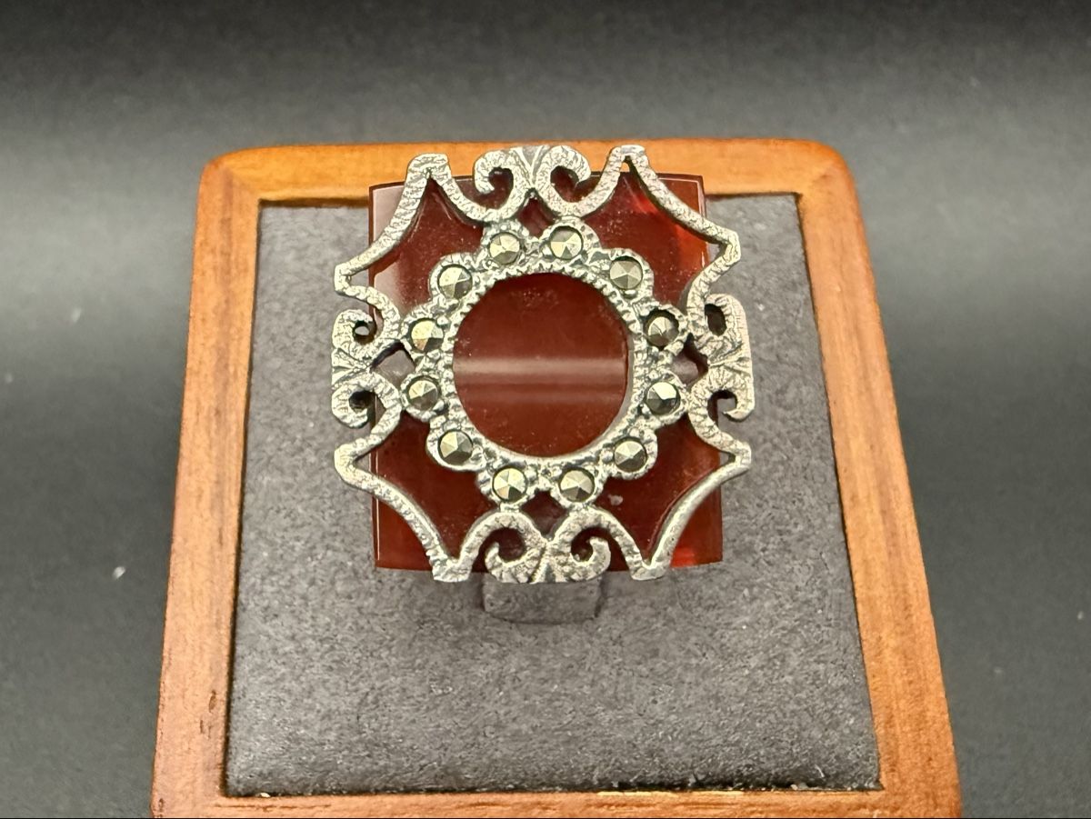 Ringe: Vintage-Ring aus 925er Silber, rot, Größe 48 – Gebraucht aus Lamone von LaCantinaMagica 1