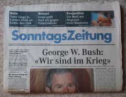9/11, SonntagsZeitung vom 16. September 2001 historisch