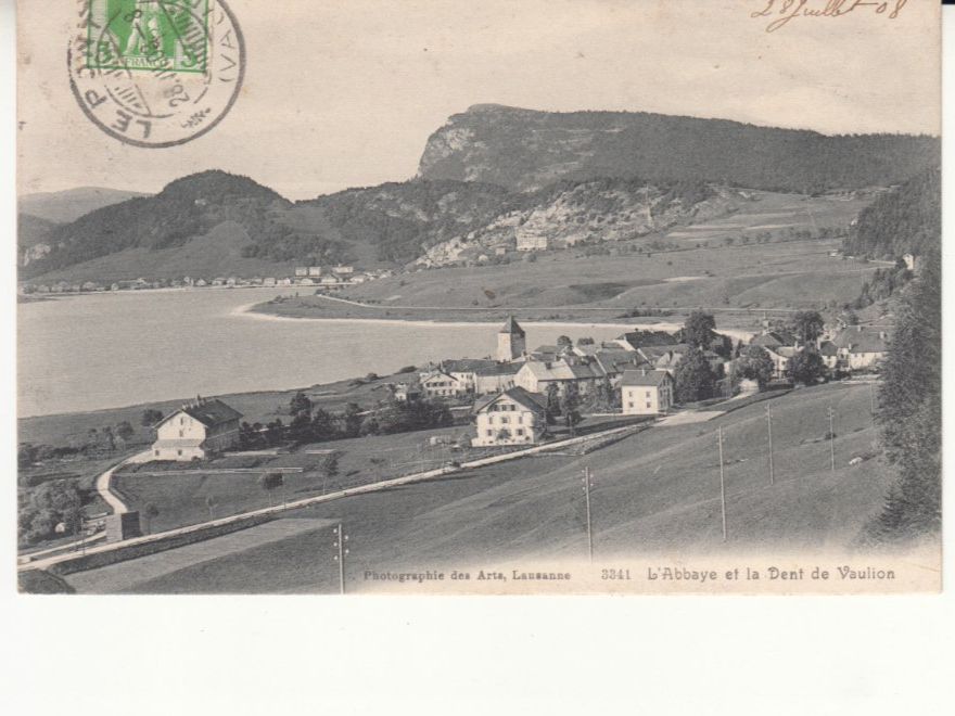Ansichtskarten: L'Abbaye 1908 mit Nachporto F – Gebraucht aus Bürglen TG von StampGraf