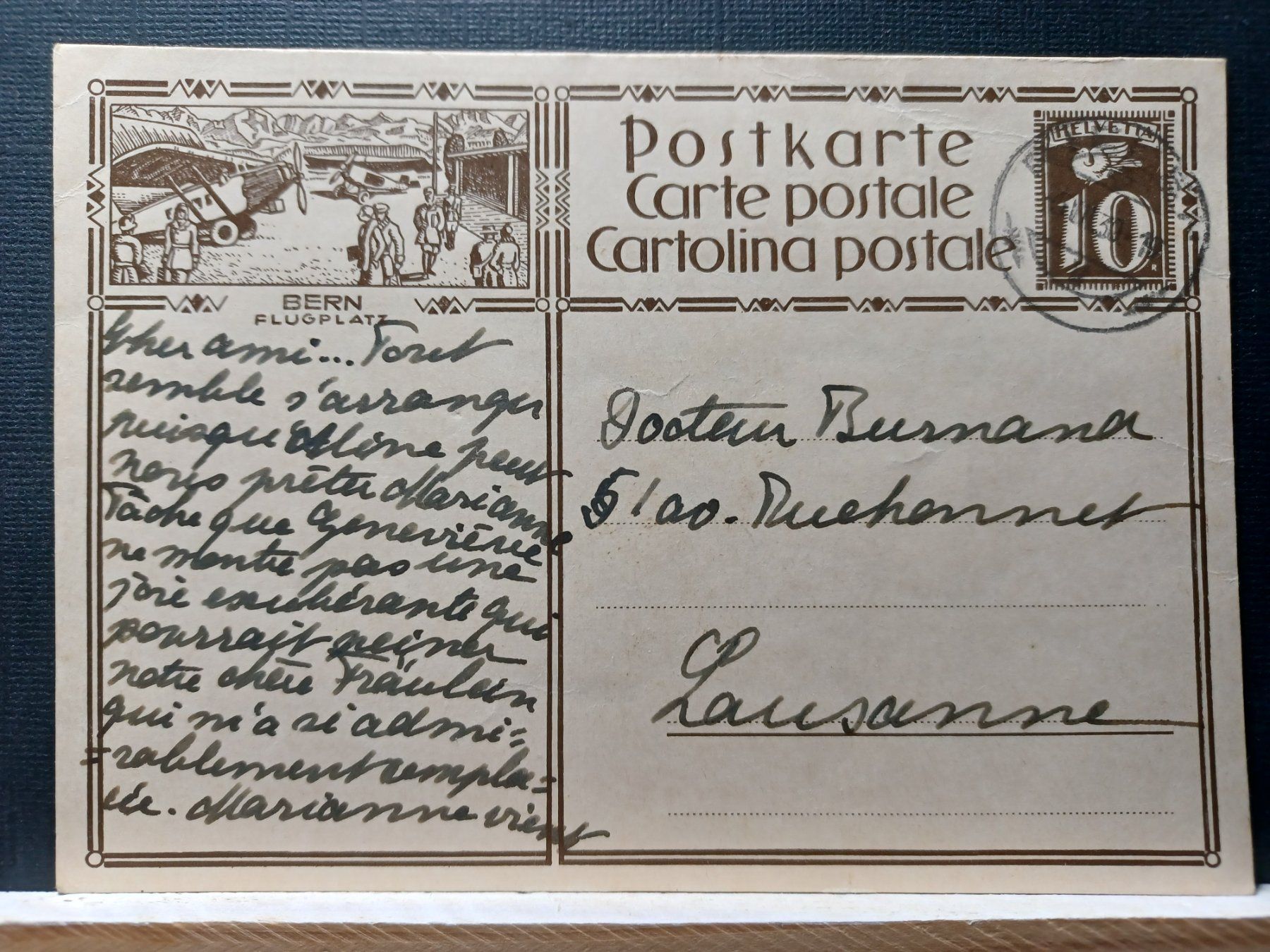 Tutti i francobolli: Bern Flugplatz, alte Bildpostkarte, Selten, 1930 – Usato da Aarau Rohr venduto da mgvw