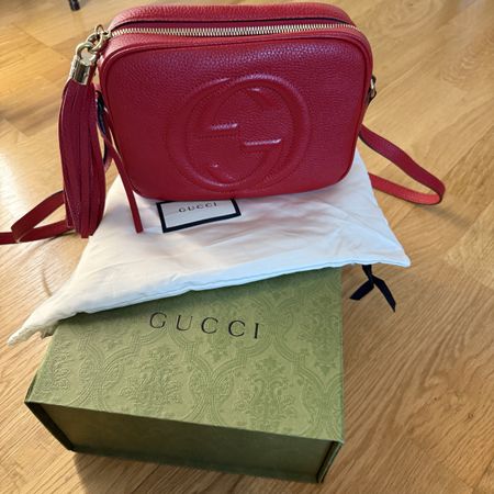 Gucci Soho Disco Small Leather Crossbody Bag in red