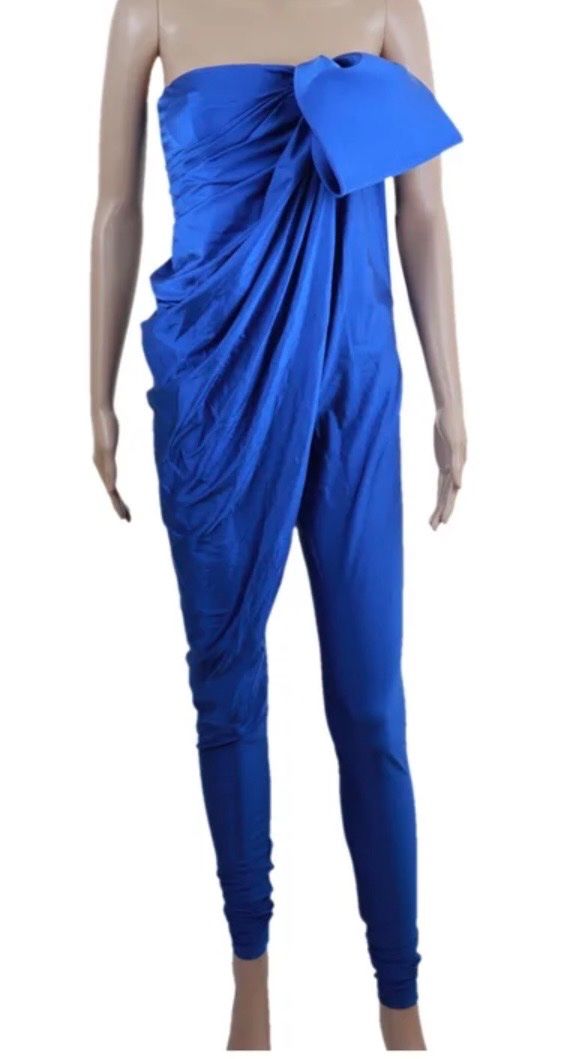 Saint Laurent Tute: Saint Laurent, combinaison bleue bustier, S – Usato da Genève venduto da dachaw 4