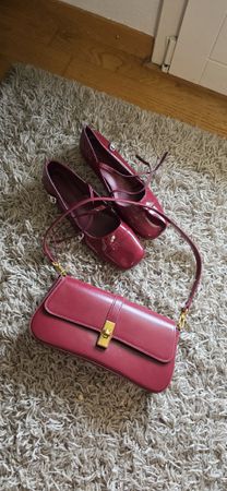 Rote Handtasche und Ballerinas, Grösse 41, Top Zustand!
