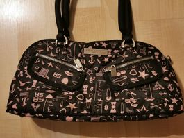 Sonia Rykiel Henkeltasche klein schwarz mit rosa Details