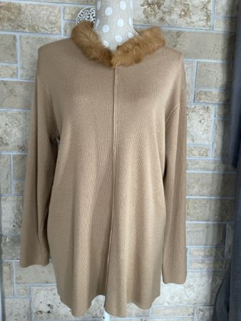 Biaggini Merinowolle Pullover, Gr. L, mit Pelzkragen, Top!