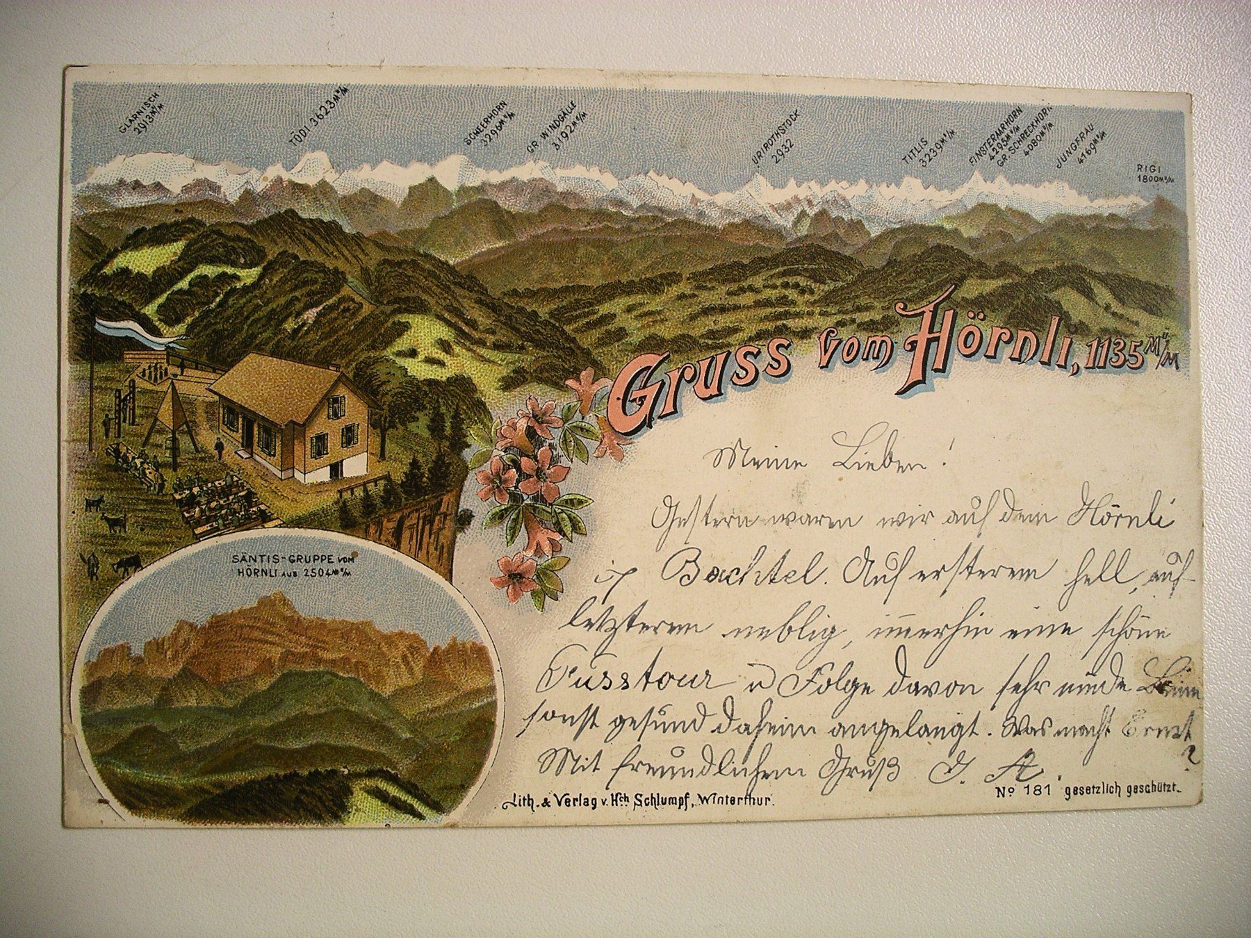 Cartoline postali: farbigeLithoAK  Gruss vom HÖRNLI – Usato da Oberhofen am Thunersee venduto da luuping99