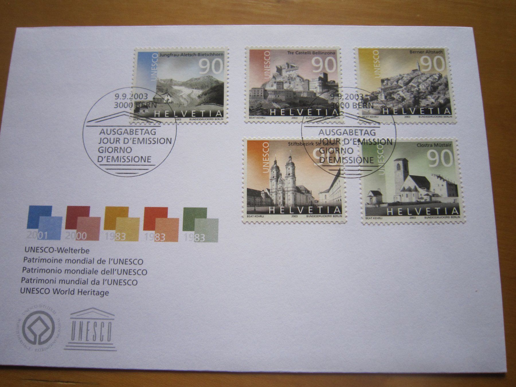 CH 2003 FDC die Hohen Werte (Gebraucht) in Gordola für CHF 1 – mit