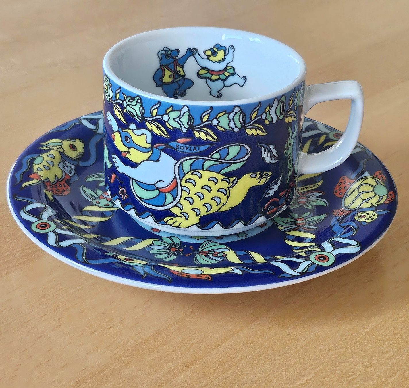 Bopla Tazze: Bopla Evolution Kaffeetasse mit UT Rosetta Teddy blau – Nuovo (secondo la descrizione) da Dietikon venduto da erdbeeren