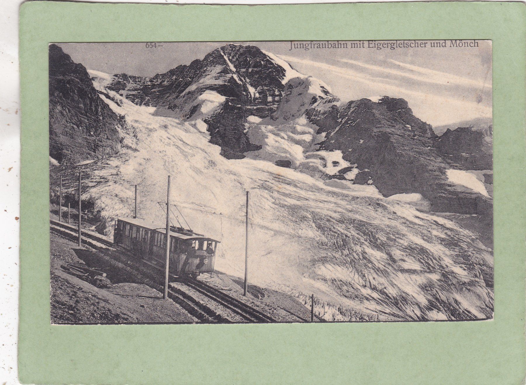 Ansichtskarten: Jungfraubahn mit Eigergletscher und Mönch 1912 – Gebraucht aus Herisau von Lisegrat2008