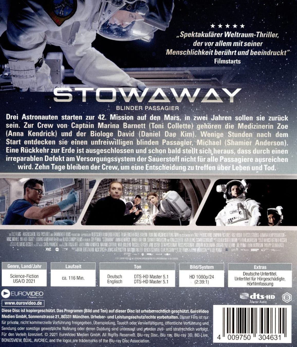 Tutti i DVDs: Stowaway - Blinder Passagier [Blu-ray] – Nuovo (secondo la descrizione) da Laupen ZH venduto da Moviesammler 1