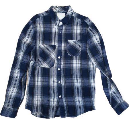 Humor mens buttoned shirt blue white L- xl swedish