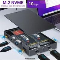 Dual-Bay M.2 NVMe SSD-Gehäuse, USB3.2 Gen2 Dockingstation