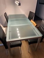 Esstisch Glas Metall ausziehbar rechteckig Silber hell