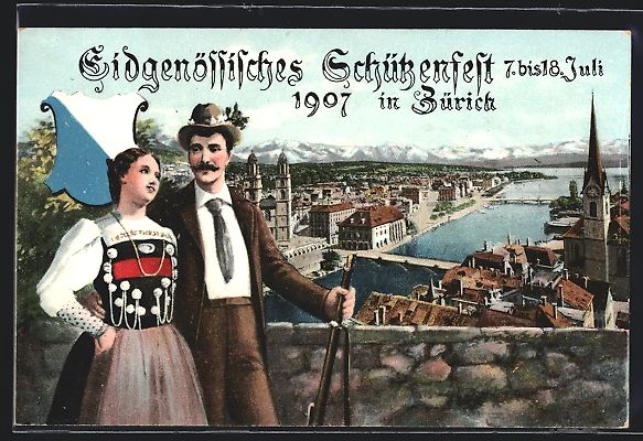 Cartoline postali: Zürich, Eidgenössisches Schützenfest  – Usato da Berlin venduto da bartko-reher
