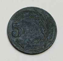 Pièce 5 Lei Roumanie 1942 état usagé poids 4.5g