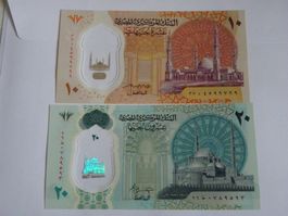 Ägyptische Banknoten 10 & 20 Pfund, Unzirkuliert, Top!