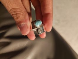 Silberring mit Larimar Stein, verstellbar, guter Zustand