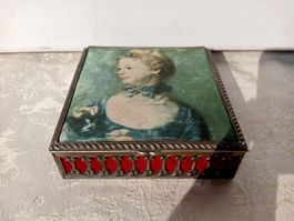 Antike Schmuckschatulle mit Portraitbild Metall 317 Gramm