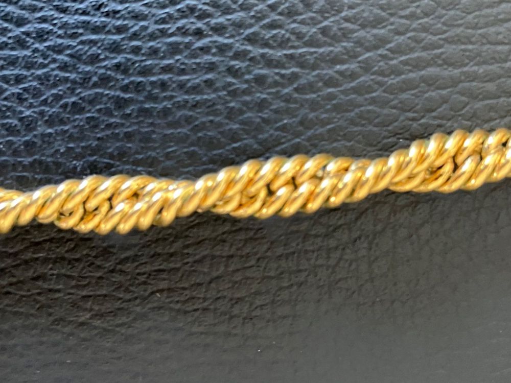Collier Sautoir Vintage Torsadé Or - Perle Marbré Ambré - Longueur 88 Cm